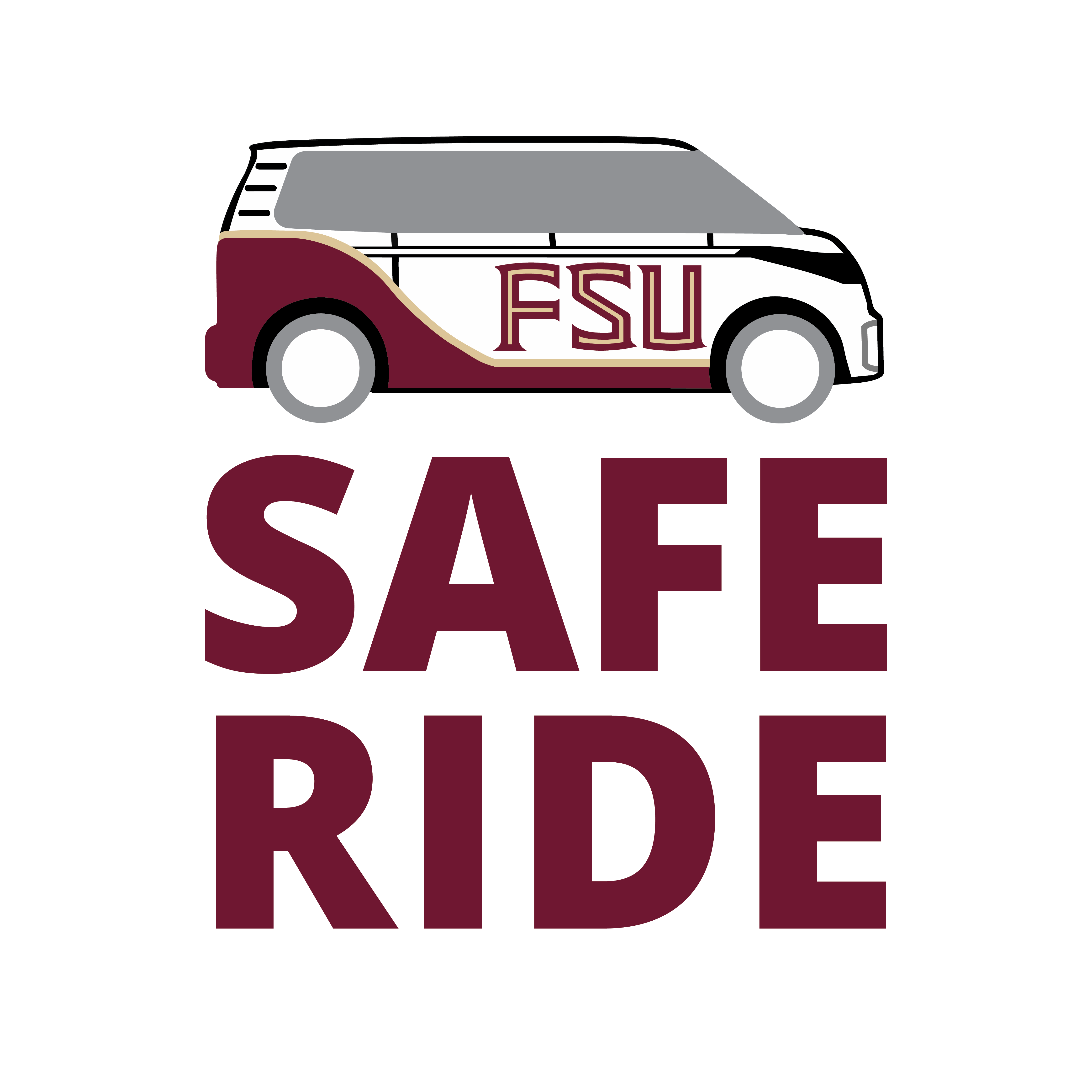 FSU Safe Ride logo with a garnet and gold van
